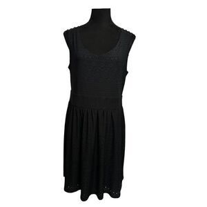 Cleo Eyelet Sleeveless Dress Black